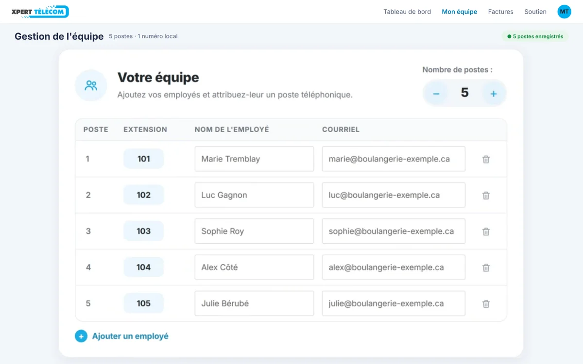 Gestion des postes et des employés